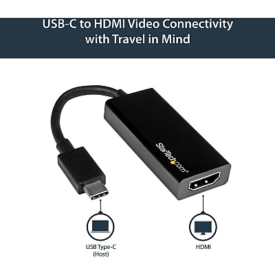 StarTech Usb-c To Hdmi Adapter - 4k 30hz - Black - Usb Type-c To Hdmi Adapter - Thunderbolt 3 Compatible (CDP2HD)