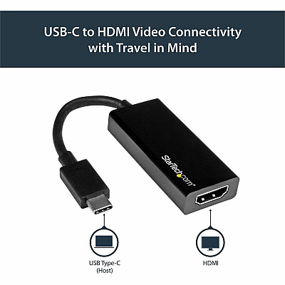 StarTech Usb-c To Hdmi Adapter - 4k 30hz - Black - Usb Type-c To Hdmi Adapter - Thunderbolt 3 Compatible (CDP2HD)