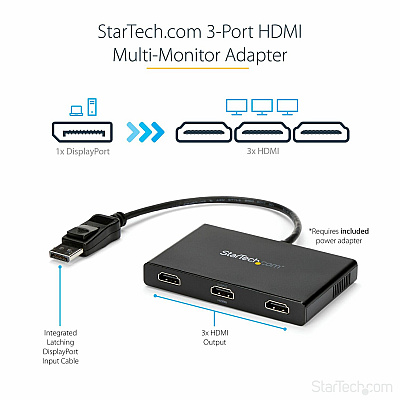 StarTech 3-port Dp To Hdmi Multi Monitor Adapter (MSTDP123HD)