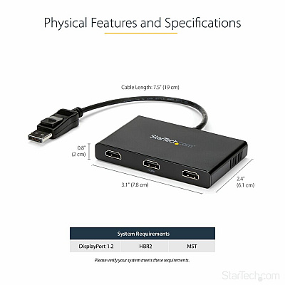 StarTech 3-port Dp To Hdmi Multi Monitor Adapter (MSTDP123HD)
