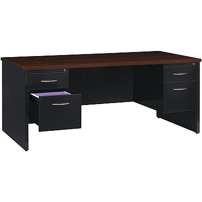 Lorell Fortress Modular Series Double-Pedestal Desk (LLR79139)