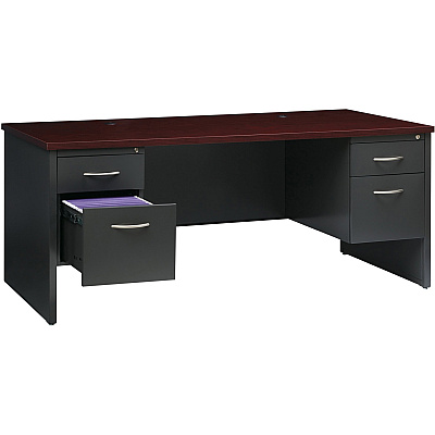 Lorell Fortress Modular Series Double-Pedestal Desk (LLR79140)