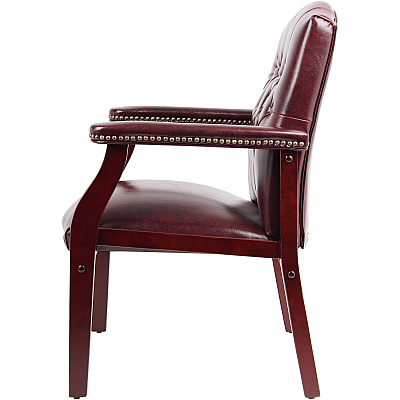 BOSS Traditional Oxblood Vinyl Guest Chair with Mahogany Finish (B959BY)