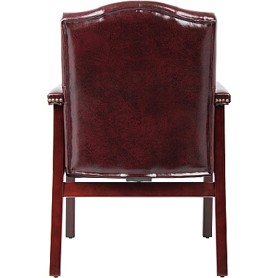 BOSS Traditional Oxblood Vinyl Guest Chair with Mahogany Finish (B959BY)