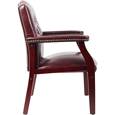 BOSS Traditional Oxblood Vinyl Guest Chair with Mahogany Finish (B959BY)