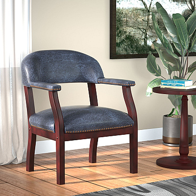 BOSS Captain's Chair In Blue Vinyl (B9540BE)