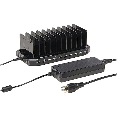 Tripp Lite 10-Port USB Charging Station with Adjustable Storage, 12V 8A (96W) USB Charger Output (U280010ST)