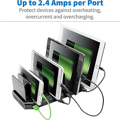 Tripp Lite 10-Port USB Charging Station with Adjustable Storage, 12V 8A (96W) USB Charger Output (U280010ST)