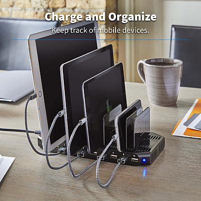 Tripp Lite 10-Port USB Charging Station with Adjustable Storage, 12V 8A (96W) USB Charger Output (U280010ST)