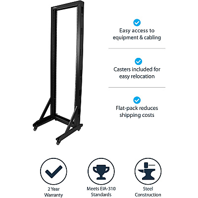 StarTech 2-post Server Rack With Casters - 42u. (2POSTRACK42)