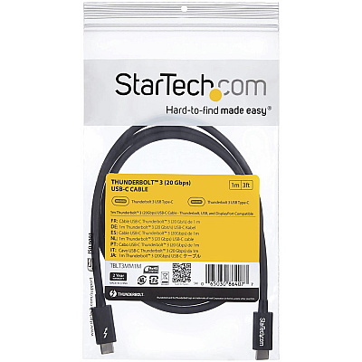 StarTech 1m Thunderbolt 3 (20gbps) Usb-c Cable - Thunderbolt, Usb, And Display Port Compatible (TBLT3MM1M)
