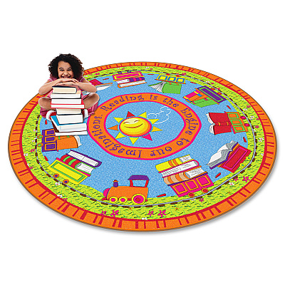 Flagship Carpets Reading Is The Engine 6' Round Rug (FE17027A)