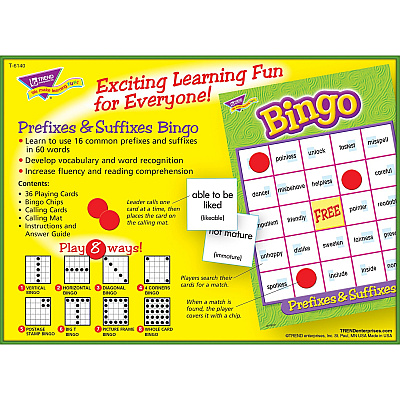 TREND Prefixes and Suffixes Bingo Game (TEP6140)