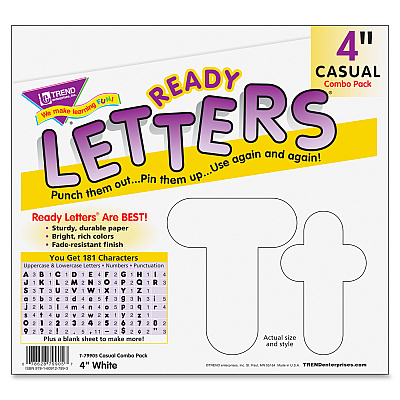 TREND White 4" Casual Ready Letters Combo Pack (TEP79905)