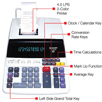Sharp EL-1197PIII 12 Digit Commercial Printing Calculator