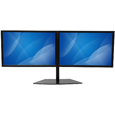 StarTech Dual Monitor Stand - Horizontal - For Up To 24in (17.6lb/8kg) Vesa Mount Monitors - Black - Adjustable Computer Monitor Stand - Steel & Aluminum (ARMBARDUO)