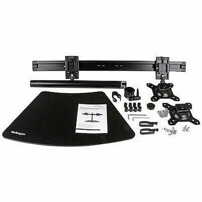 StarTech Dual Monitor Stand - Horizontal - For Up To 24in (17.6lb/8kg) Vesa Mount Monitors - Black - Adjustable Computer Monitor Stand - Steel & Aluminum (ARMBARDUO)