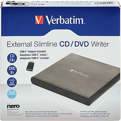 Verbatim External Slimline CD/DVD Writer (98938)