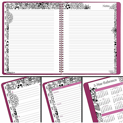 Cambridge FloraDoodle Premium Weekly Monthly Appointment Book, Black, White, Large (589905)