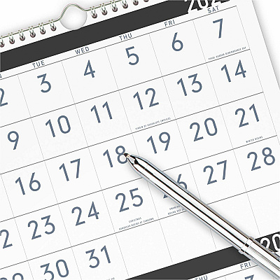 AT-A-GLANCE Three-Month Reference Wall Calendar, Contemporary Artwork/Formatting, 12 x 27, White Sheets, 15-Month: Dec 2025 to Feb 2027 (PM11X28)