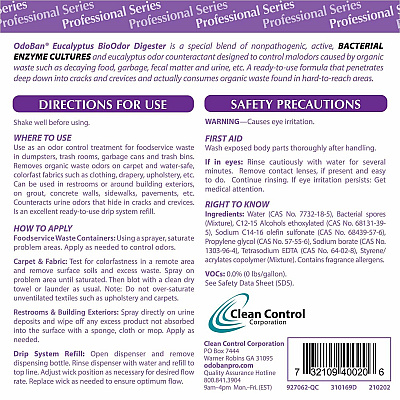 OdoBan Eucalyptus BioOdor Digester Spray (ODO927062QC12)