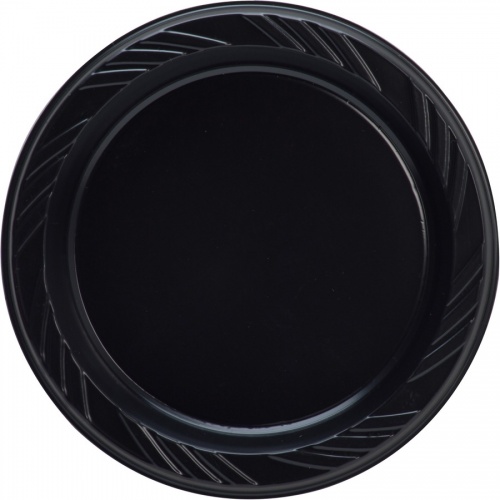 Genuine Joe Round Plastic Black Plates (10427CT)