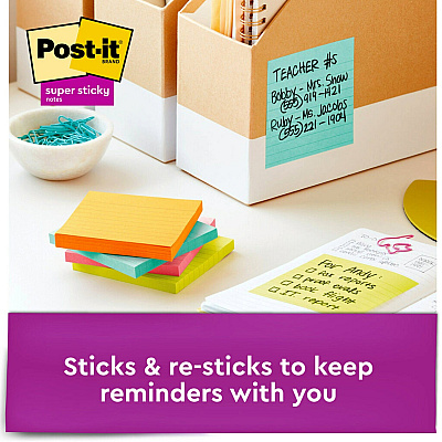 Post-it Super Sticky Lined Notes - Supernova Neons Color Collection (MMM6756SSMIA)