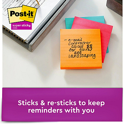 Post-it Super Sticky Lined Notes - Supernova Neons Color Collection (MMM6756SSMIA)