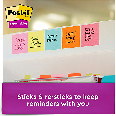 Post-it Super Sticky Dispenser Notes - Supernova Neons Color Collection (MMMR33010SSMIA)