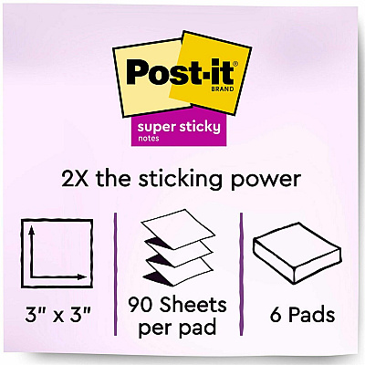 Post-it Super Sticky Dispenser Notes - Supernova Neons Color Collection (MMMR33010SSMIA)