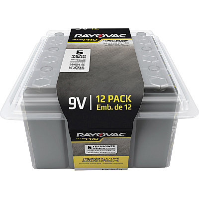 Rayovac 9-Volt Ultra-Pro Alkaline Battery, 12-Packs (RAYAL9V12PPJCT)