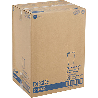 Dixie PerfecTouch 16 oz Insulated Paper Hot Coffee Cups by GP Pro (DXE5356CDCT)