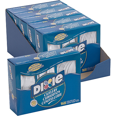 Dixie Heavyweight Disposable Forks, Knives & Spoons Combo Boxes by GP Pro (DXECM168CT)