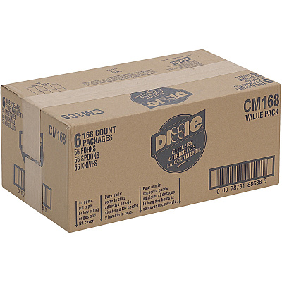 Dixie Heavyweight Disposable Forks, Knives & Spoons Combo Boxes by GP Pro (DXECM168CT)