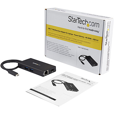 StarTech Usb C Multiport Adapter With Hdmi - 4k - Mac & Windows - 60w Pd - Portable Docking Station For Laptop W/ 2x Usb 3.0 Ports And Gigabit Ethernet Port (DKT30CHPD)
