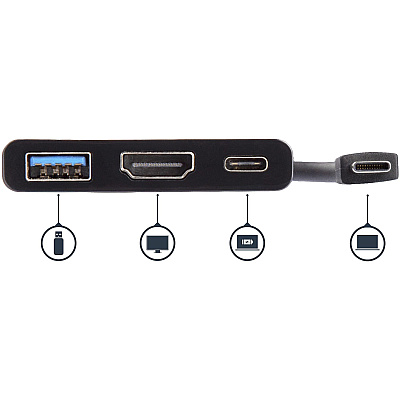 StarTech Usb C Multiport Adapter With Hdmi & Usb 3.0 Port - 60w Pd - 4k 30hz - Mac & Windows - Usb Type C All In One Video Adapter (CDP2HDUACP)