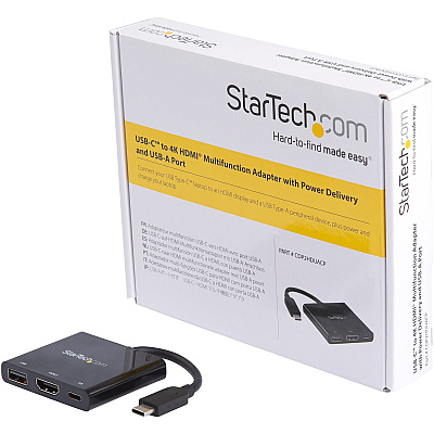 StarTech Usb C Multiport Adapter With Hdmi & Usb 3.0 Port - 60w Pd - 4k 30hz - Mac & Windows - Usb Type C All In One Video Adapter (CDP2HDUACP)