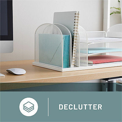 Safco Onyx 3 Tray/3 Upright Section Desk Organizer (SAF3254WH)