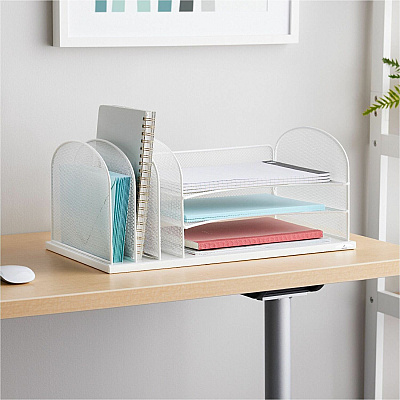 Safco Onyx 3 Tray/3 Upright Section Desk Organizer (SAF3254WH)