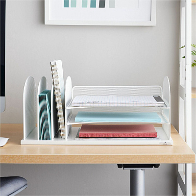 Safco Onyx 3 Tray/3 Upright Section Desk Organizer (SAF3254WH)