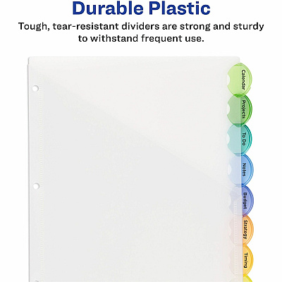 Avery Insertable Style Edge Plastic Dividers with Pockets, 8-tab (AVE11293)