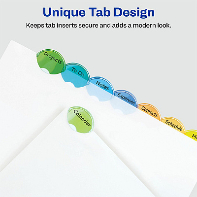 Avery Insertable Style Edge Plastic Dividers with Pockets, 8-tab (AVE11293)
