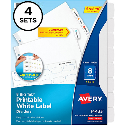 Avery Big Tab Printable Label Dividers, Easy Peel Labels, 8 Tabs (AVE14433)
