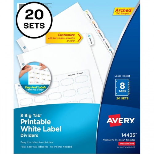 Avery Big Tab Printable White Label Dividers (14435)