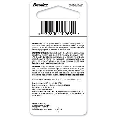 Energizer 377 Silver Oxide Button Battery, 2 Pack (EVE377BPZ2)