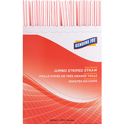 Genuine Joe Jumbo Striped Straws (GJO58944)