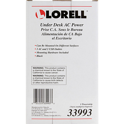 Lorell Under Desk AC Power Center with USB Charger (LLR33993)