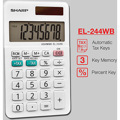 Sharp EL-244WB 8 Digit Professional Pocket Calculator