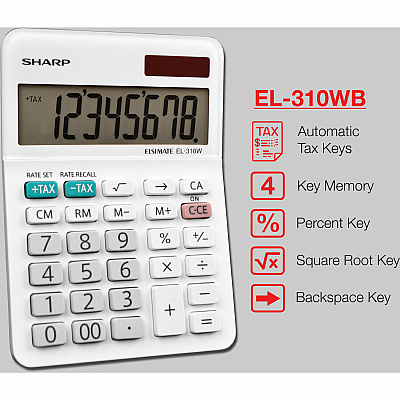 Sharp EL-310WB 8 Digit Professional Mini-Desktop Calculator