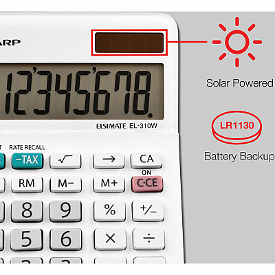 Sharp EL-310WB 8 Digit Professional Mini-Desktop Calculator